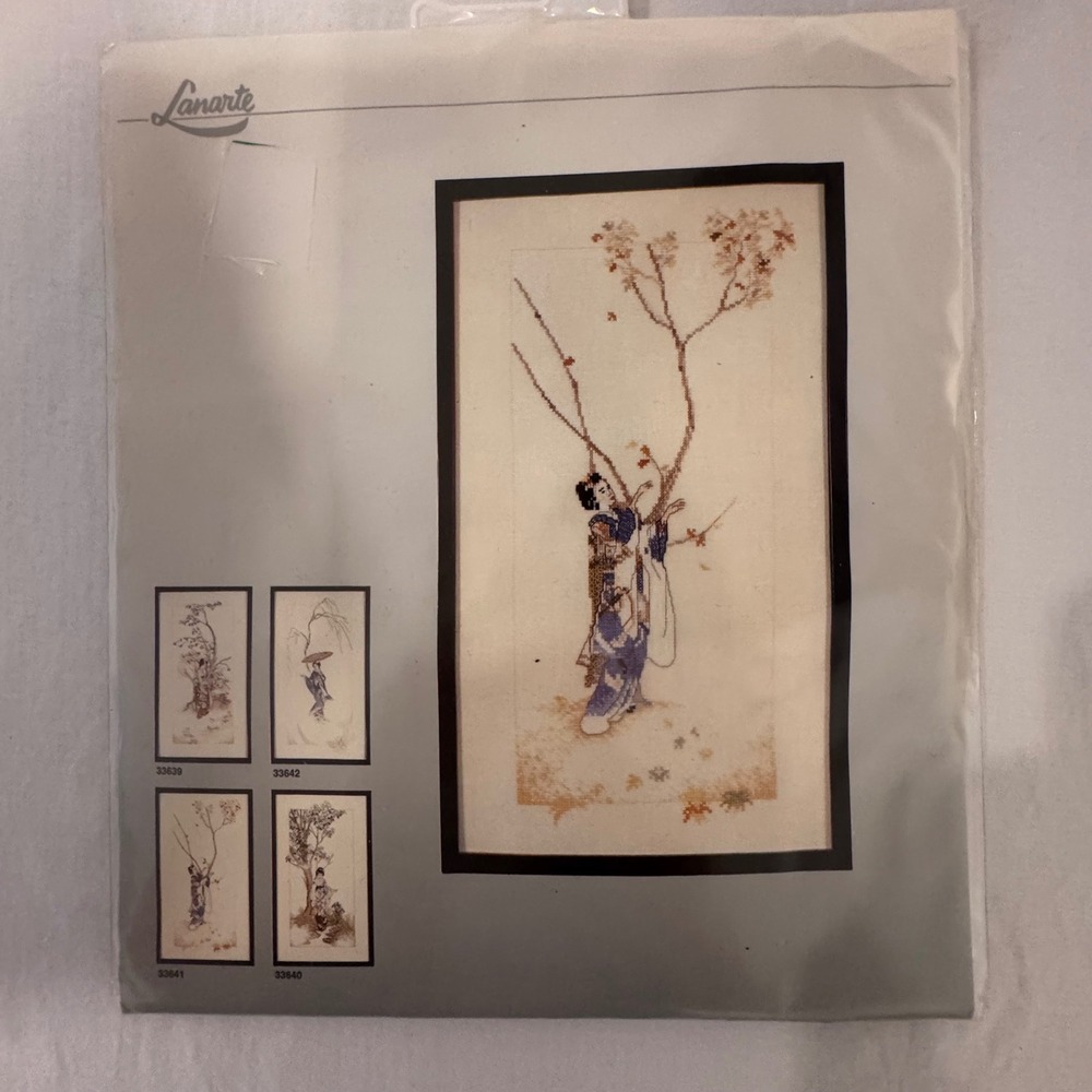 Lanarte Cross Stitch Kit Tan Japanese Kimono Woman 33641 Linen DMC